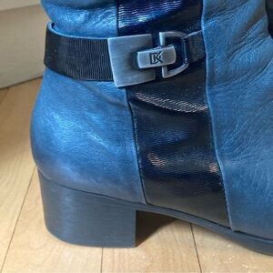 Dorking Spanish Leather Boots | Knee High | Blue and Black | Size 40